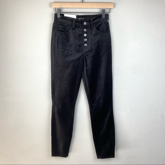 7 For All Mankind High Waist Velvet Ankle Skinny w/ Exposed Button Fly - Sz 24 - Picture 3 of 12